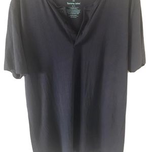 Tommy John Men’s Tri-Blend Fabric Lounge Henley Short Sleeve T-Shirt, Navy, M